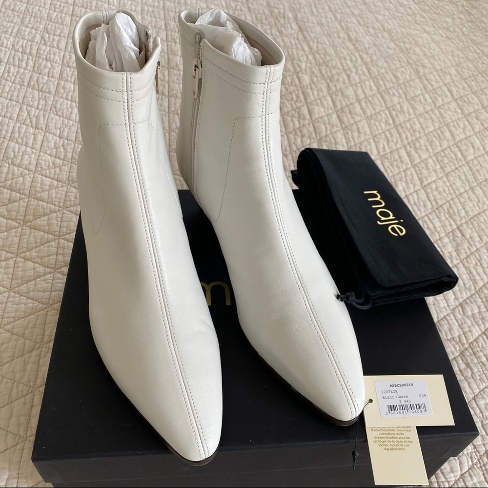 NWT Maje Flik White Ankle Boots 39